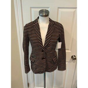 J. Crew Navy Blue and Tan Striped Blazer, Size Small